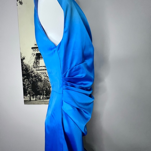 Chic Blue Satin Midi Dress - Picture 8 of 12